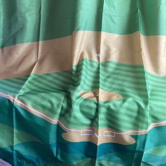 Under The Lights Baseball Field Fabric Shower Curtain 69X69 in Green Blue - Picture 6 of 7